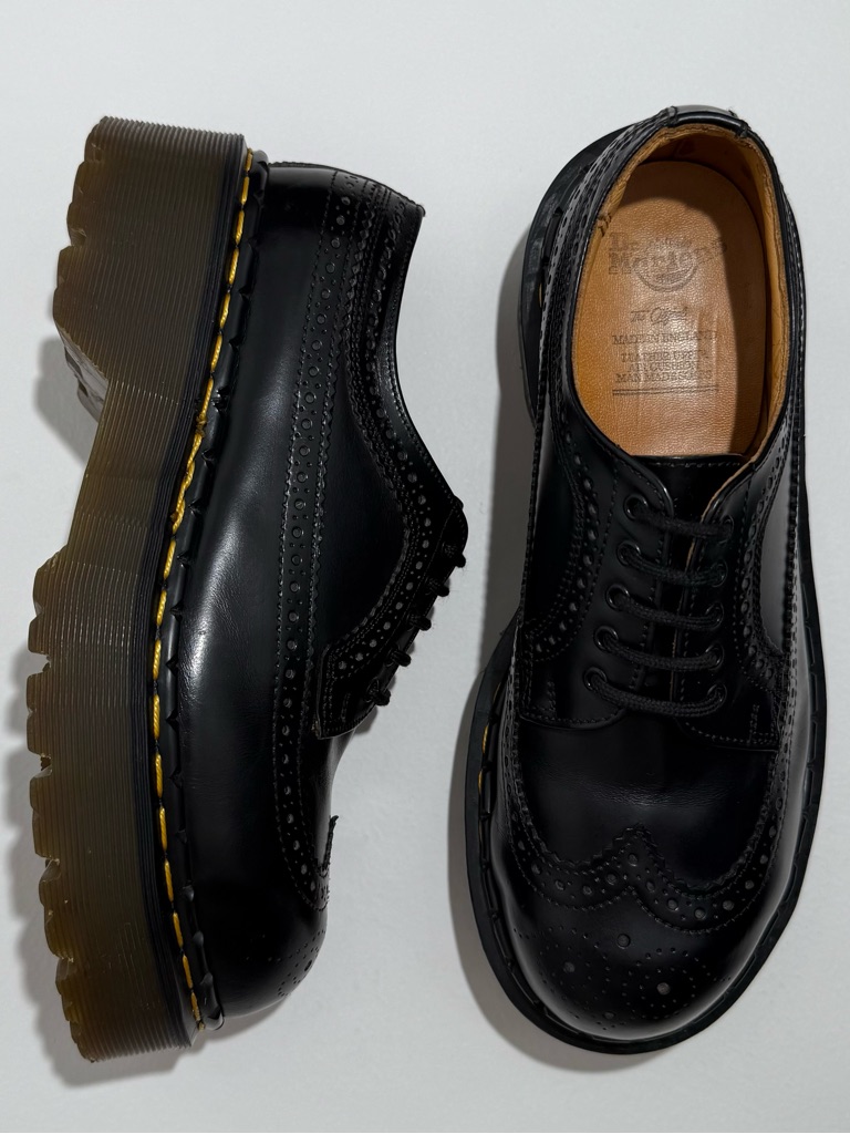 Vintage Dr. Martens England Black Wingtip Envy Mie Platform Steel Oxfords Uk 6